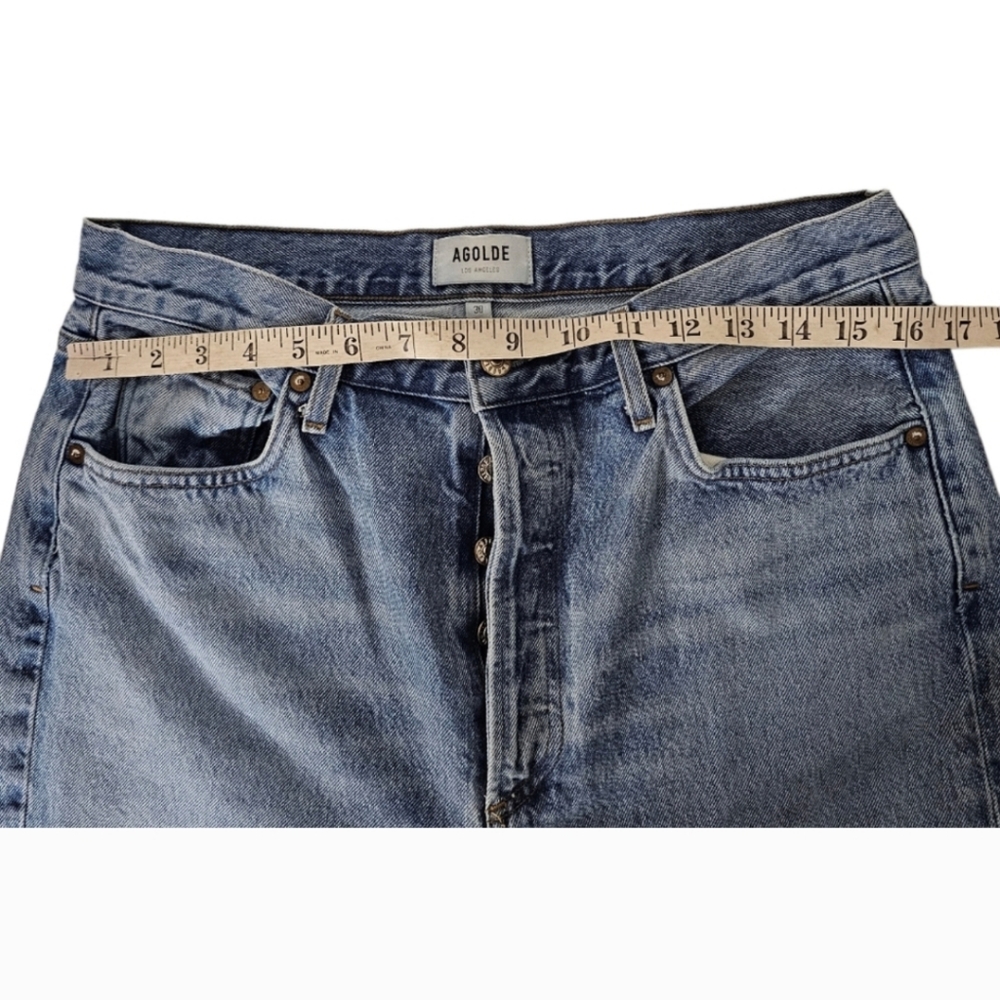 Agolde Riley High Rise Jean Light Wash Button Fly Size 30 - Picture 3 of 7
